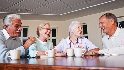 Senior couples drinking coffee