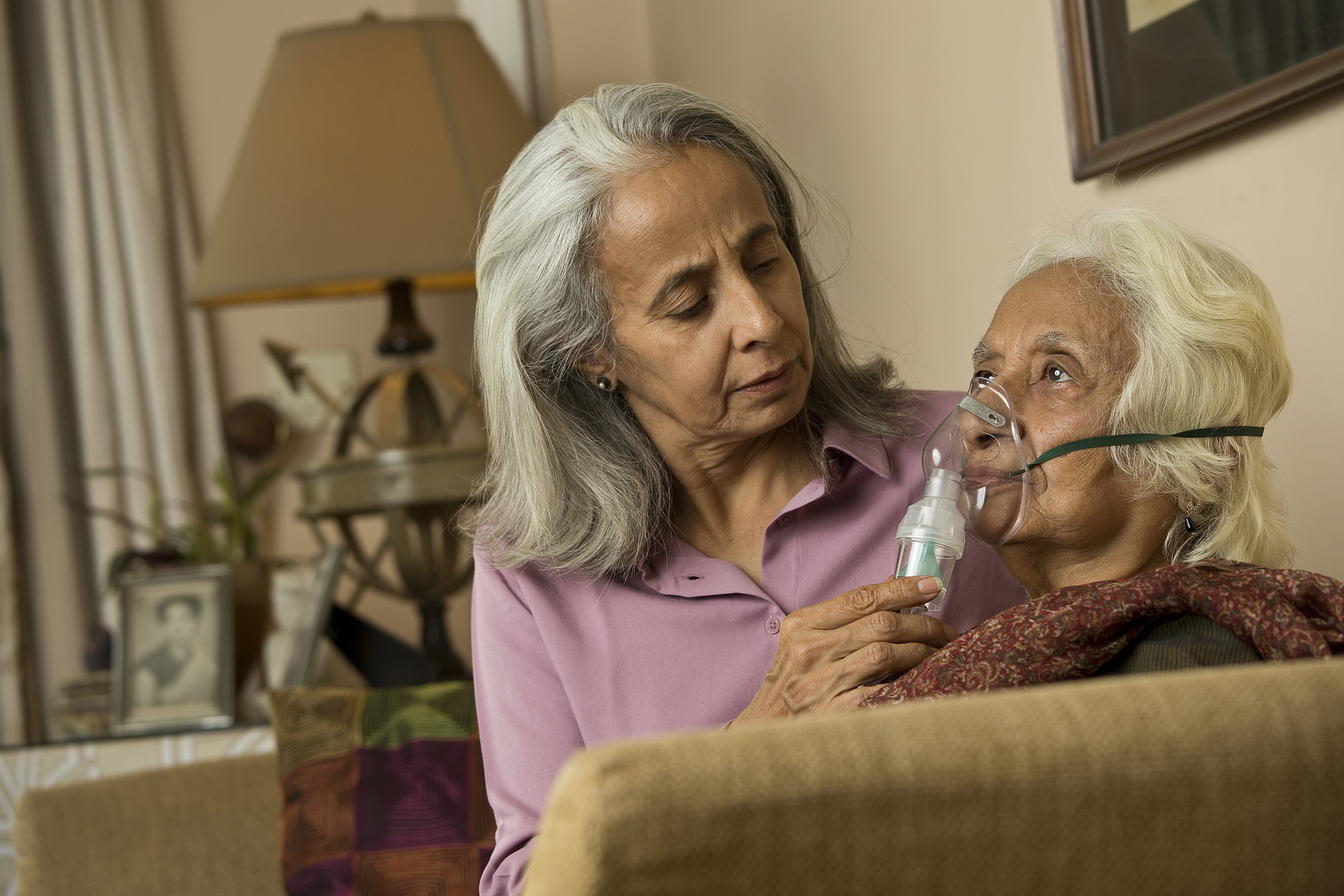 Woman supporting a sick friend