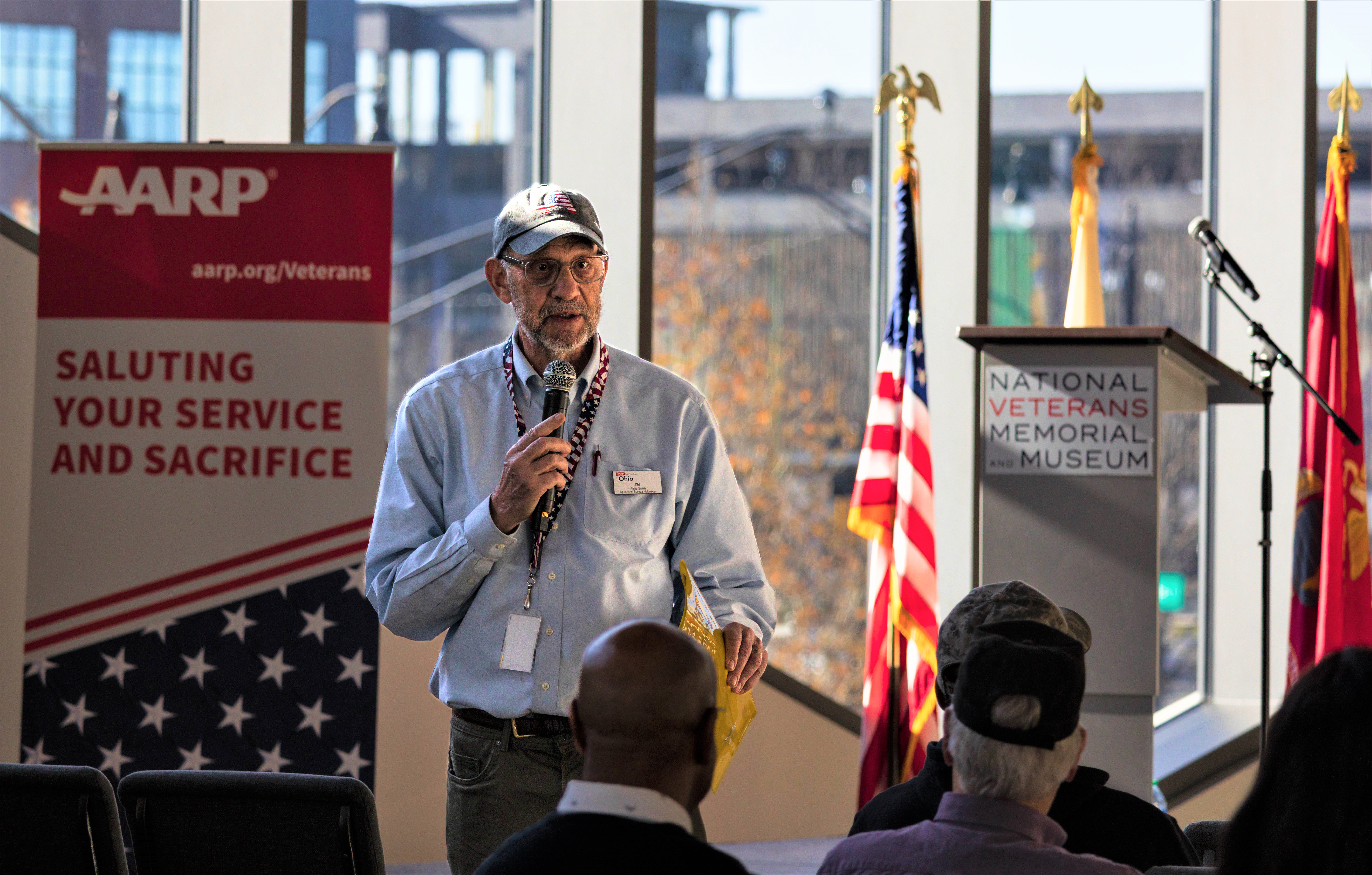 AARP Ohio volunteer speaker at veterans event at the National Veterans Memorial Museum in Columbus.