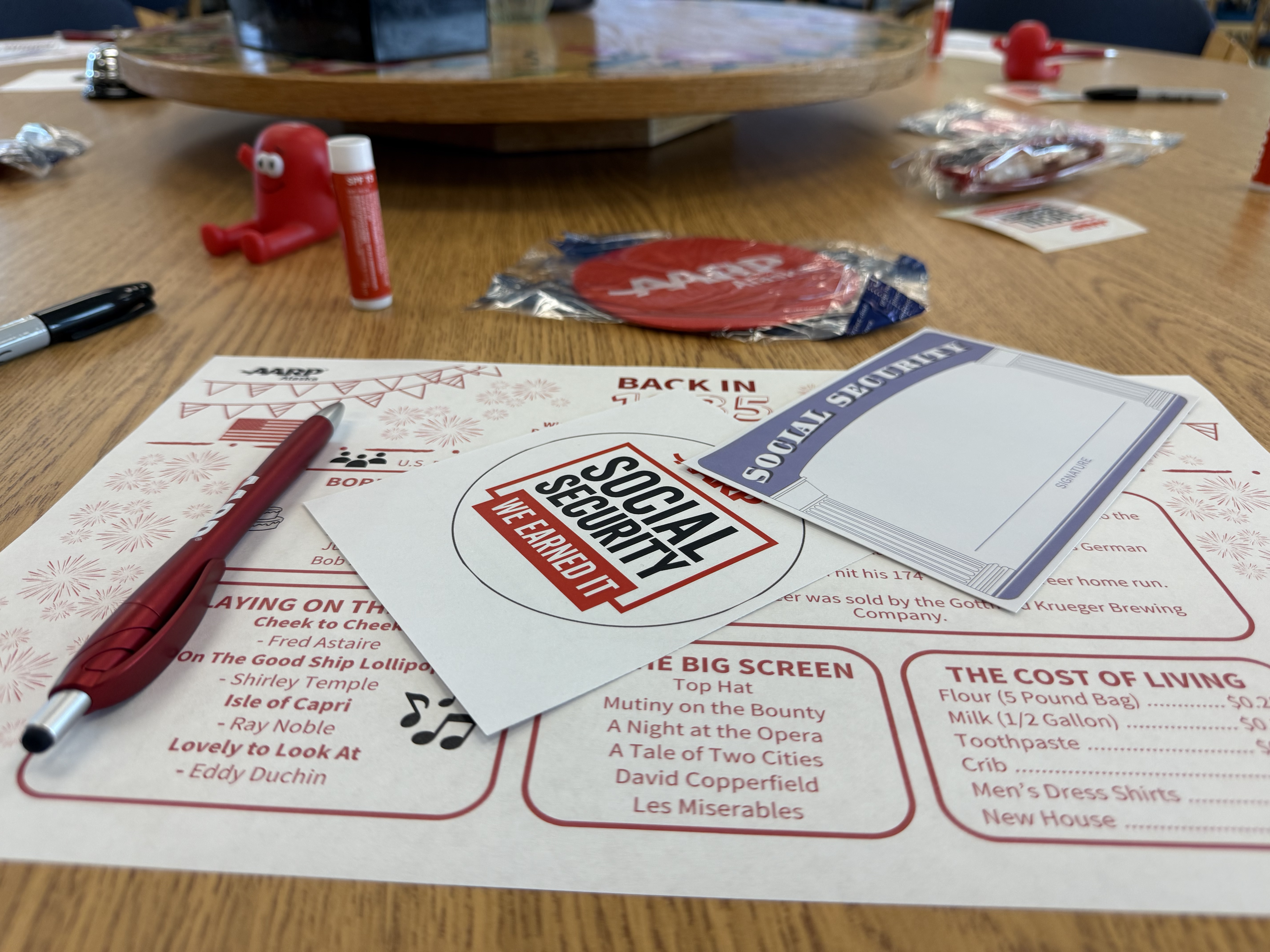 Photo of a place setting at one of AARP Alaska's signature 90th anniversary Social Security events.