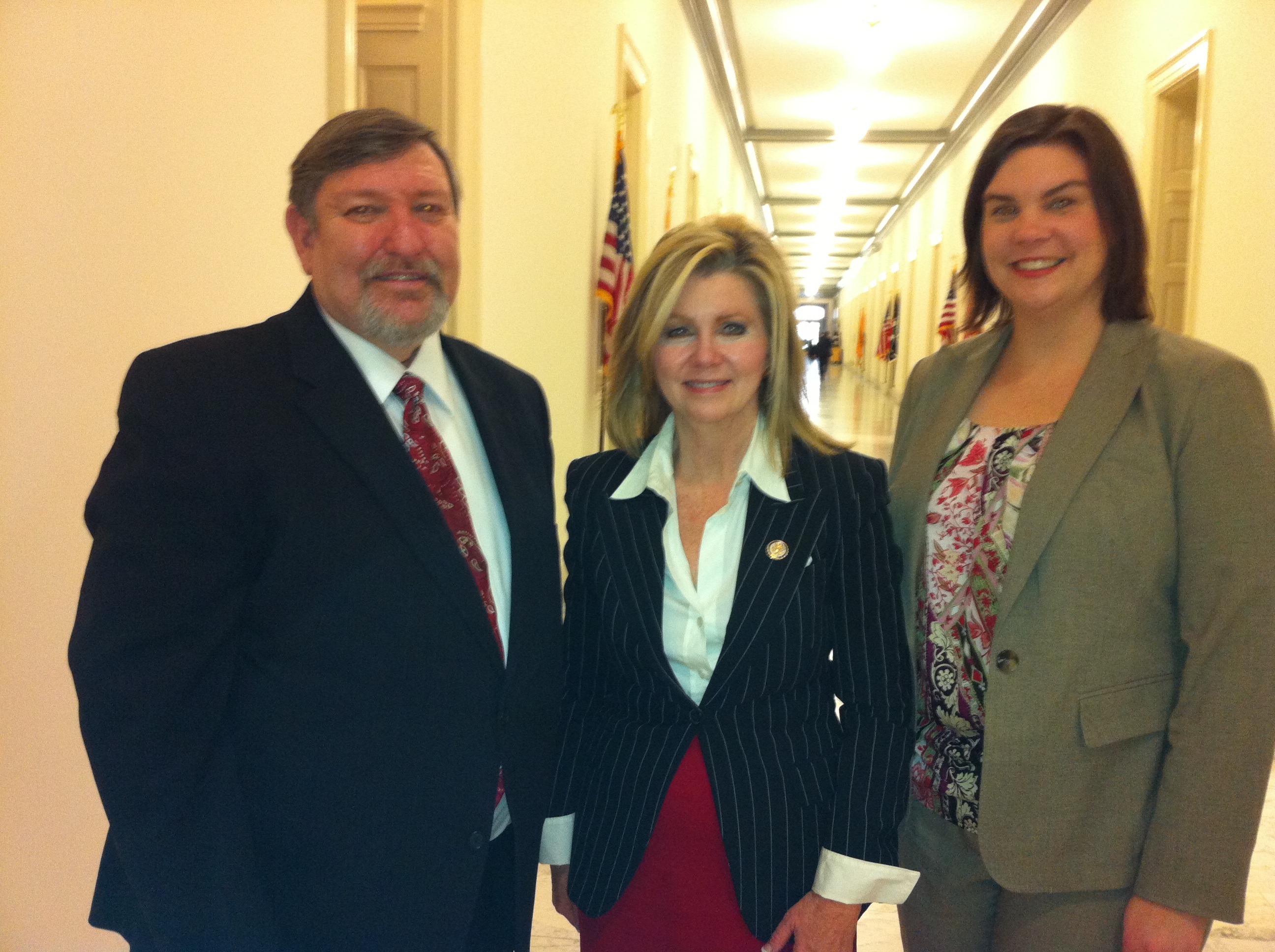 U.S. Rep. Marsha Blackburn with AARP Tennessee volunteer leader Stan Peppenhorst and Advocacy Director Shelley Courington