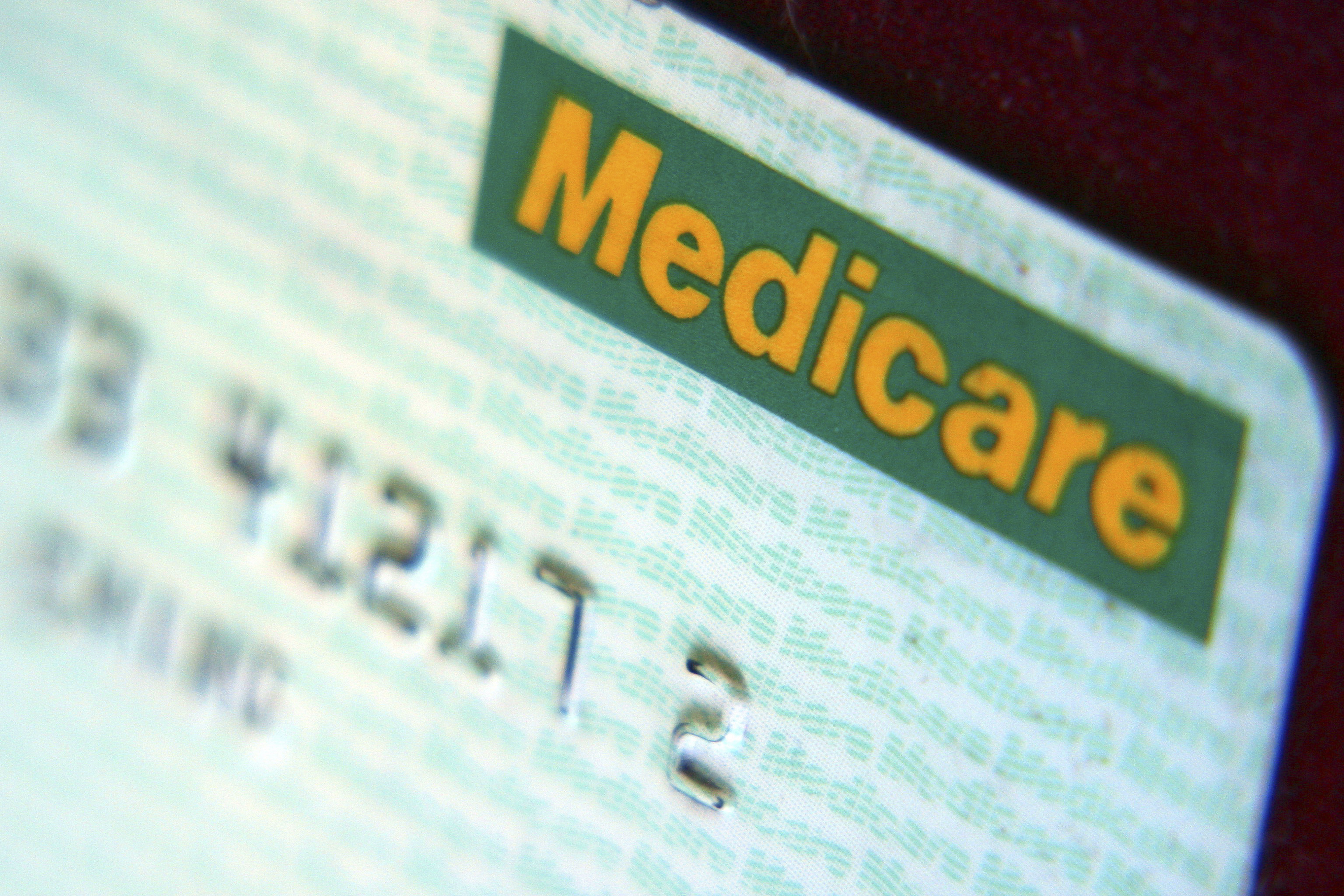 Close up view of a medicare card.