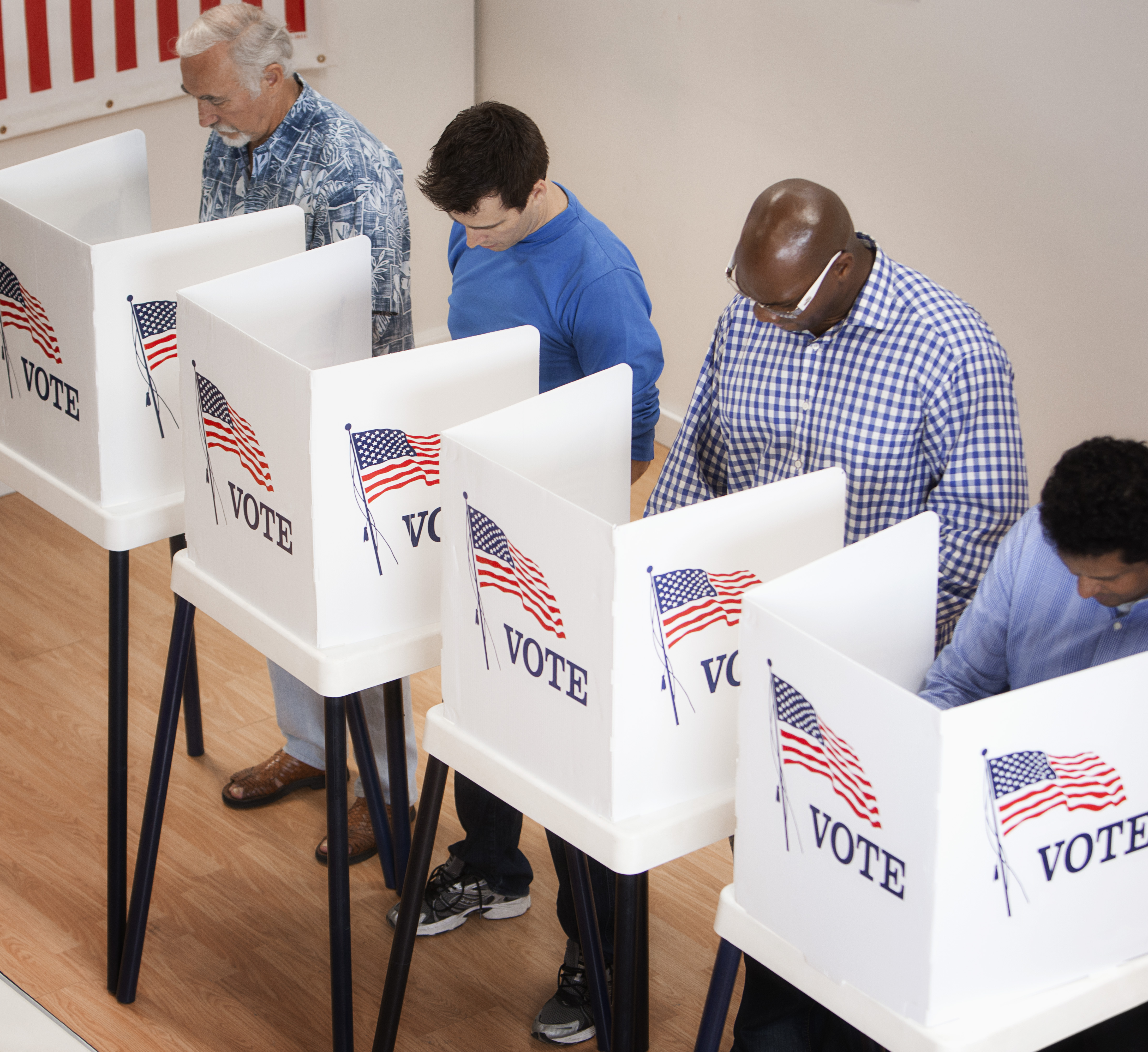 Voters voting in polling place